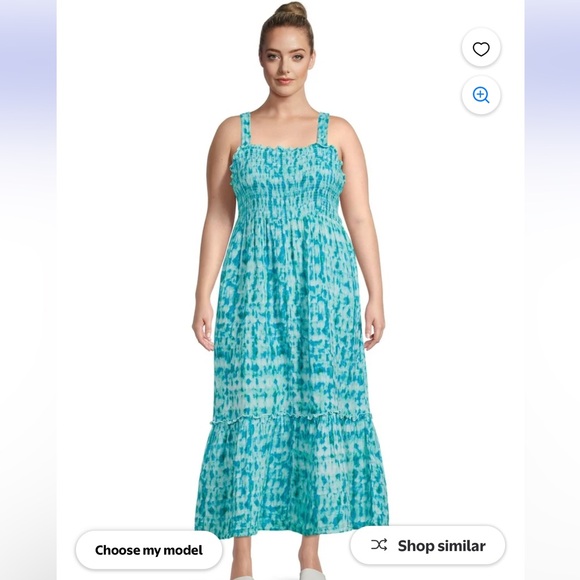 Terra & Sky Dresses & Skirts - Terra & Sky Teal Smock Midi Dress Sz 0X